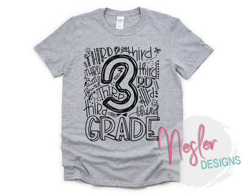 3rd Grade Letter Art Shirt Back to School Homeschool image 1
