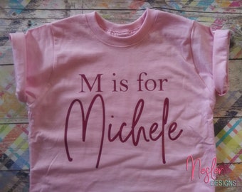 M is for.. Personalized shirt, toddler shirt, monogram shirt