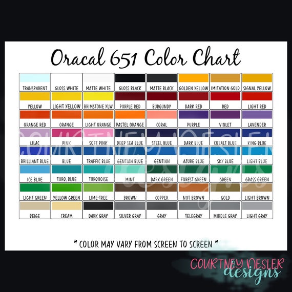 Oracal 641 Color Chart