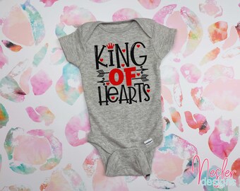 King of Hearts Valentine's Shirt, Valentine's Day, Baby Girl Valentine's Shirt, Baby Boy Valentine's Shirt, Valentine Word Art