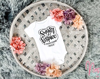 Infant Bodysuit, Sugar And Spice And Everything Nice, Baby Boy Shirt, Baby Girl Shirt, Coming Home Outfit, Announcement Shirt