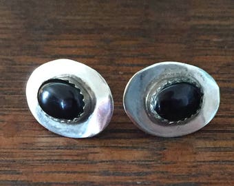 Vintage Onyx Stud Earrings - Mid 1970s Era