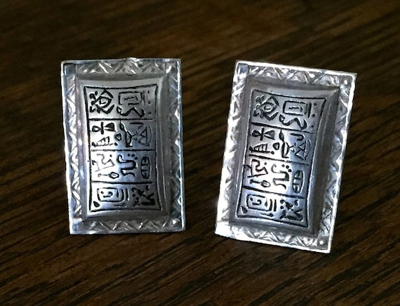 Rectangular Egyptian Hieroglyphics or Aztec Cuffl… - image 1