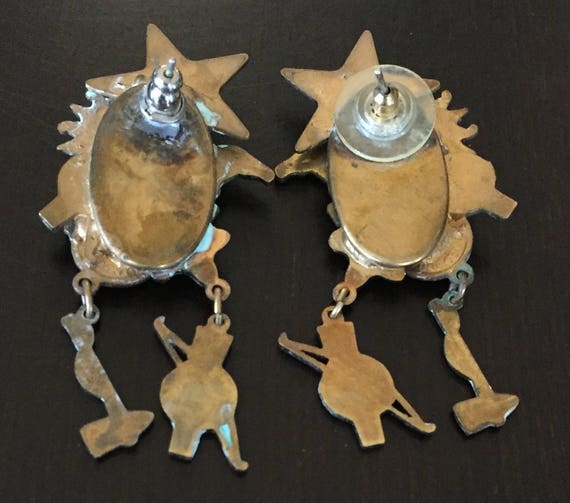 Whimsical Texas Themed Brooch and Earrings w/ Boo… - image 8