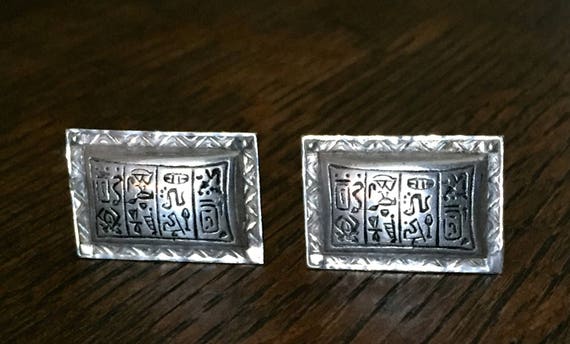 Rectangular Egyptian Hieroglyphics or Aztec Cuffl… - image 2