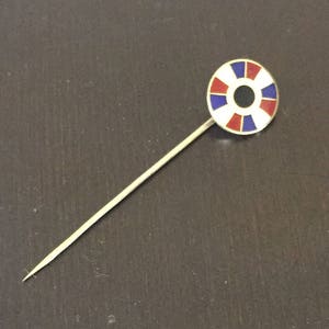 Victorian Enamel Stick Pin - 14 K - Gold, White, Red, Blue, Black
