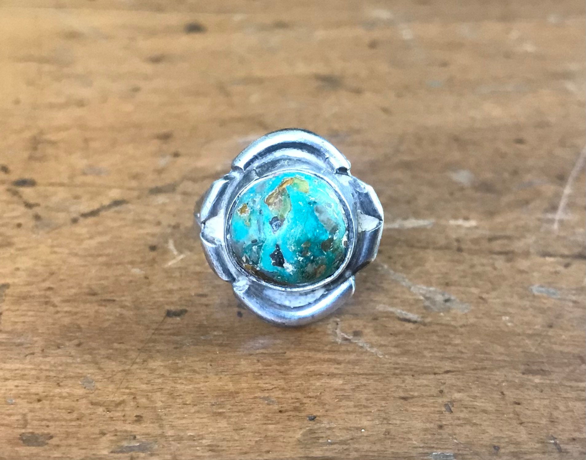 Vintage Native American Silver and Turquoise Ring, Size 4 - Etsy