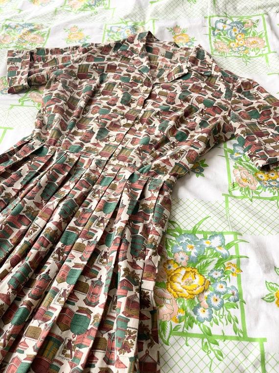 40/50s Novelty Print Birdcage Handmade Dress - image 7