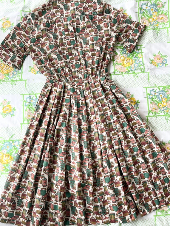 40/50s Novelty Print Birdcage Handmade Dress - image 9