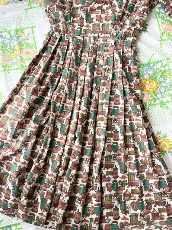 40/50s Novelty Print Birdcage Handmade Dress - image 8