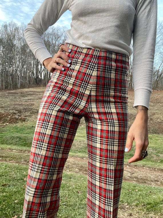 70s plaid Flares, S/M - image 1