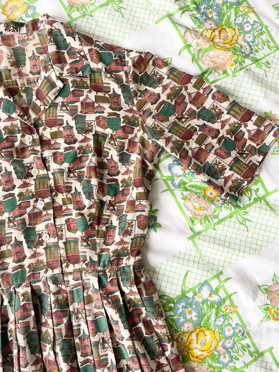 40/50s Novelty Print Birdcage Handmade Dress - image 5
