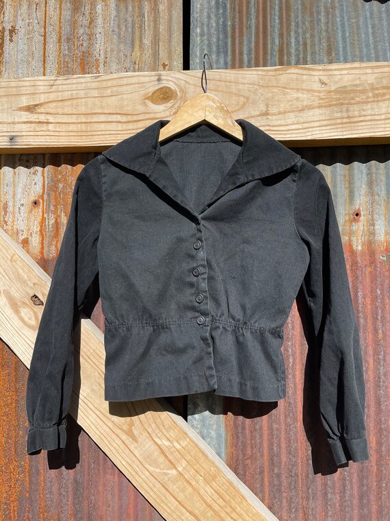 60s Collared Micro Corduroy Cropped Jacket/ Top - image 3