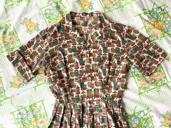 40/50s Novelty Print Birdcage Handmade Dress - image 2