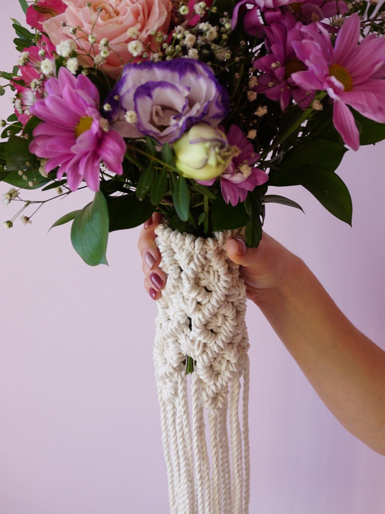 Wedding Bouquet Wrap Bridal Bouquet Holder Macrame Bouquet ...