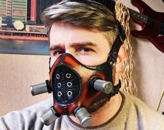 Leather Steampunk Mask, Biker Half Face Respirator