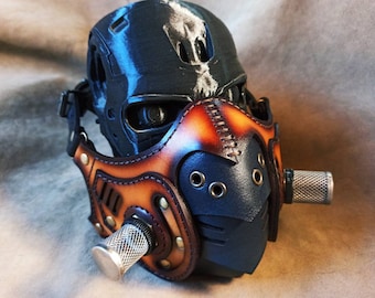 Cow Leather Steampunk Mask, Biker MadMax Style