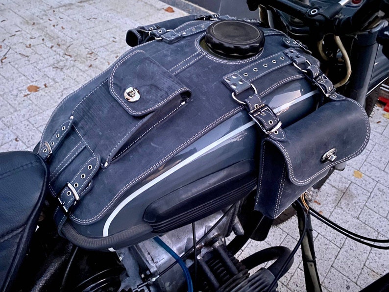 Ural Motorcycle Fuel Tank Cover: Handmade Crazy Horse Leather Gas Bag