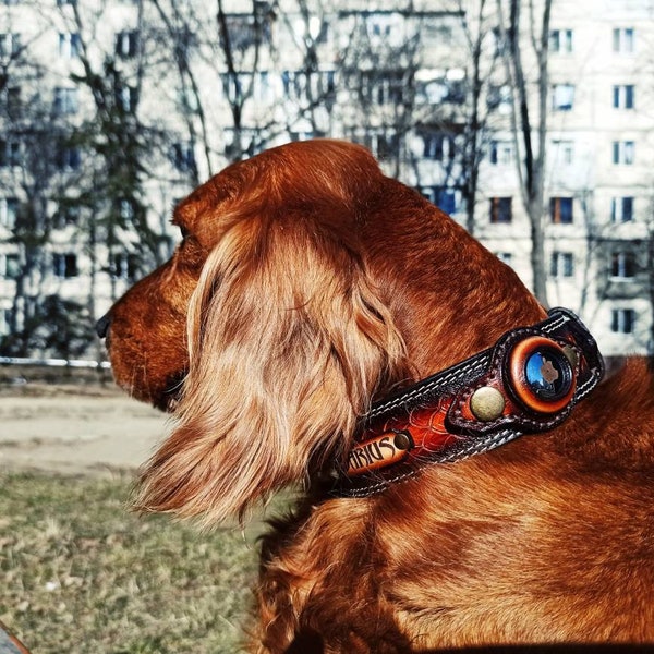 Collier de chien Apple Air Tag en cuir de qualité supérieure personnalisé/personnalisable, collier de chien fait à la main, cadeau personnalisé pour animaux de compagnie, collier de chien personnalisé