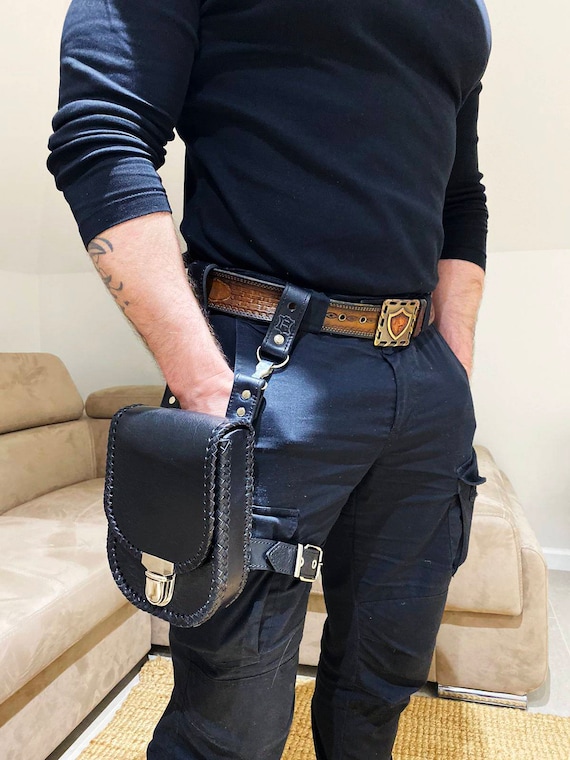 Leather Utility Belt Thigh Bag Thigh Holster Leather Hip Etsy