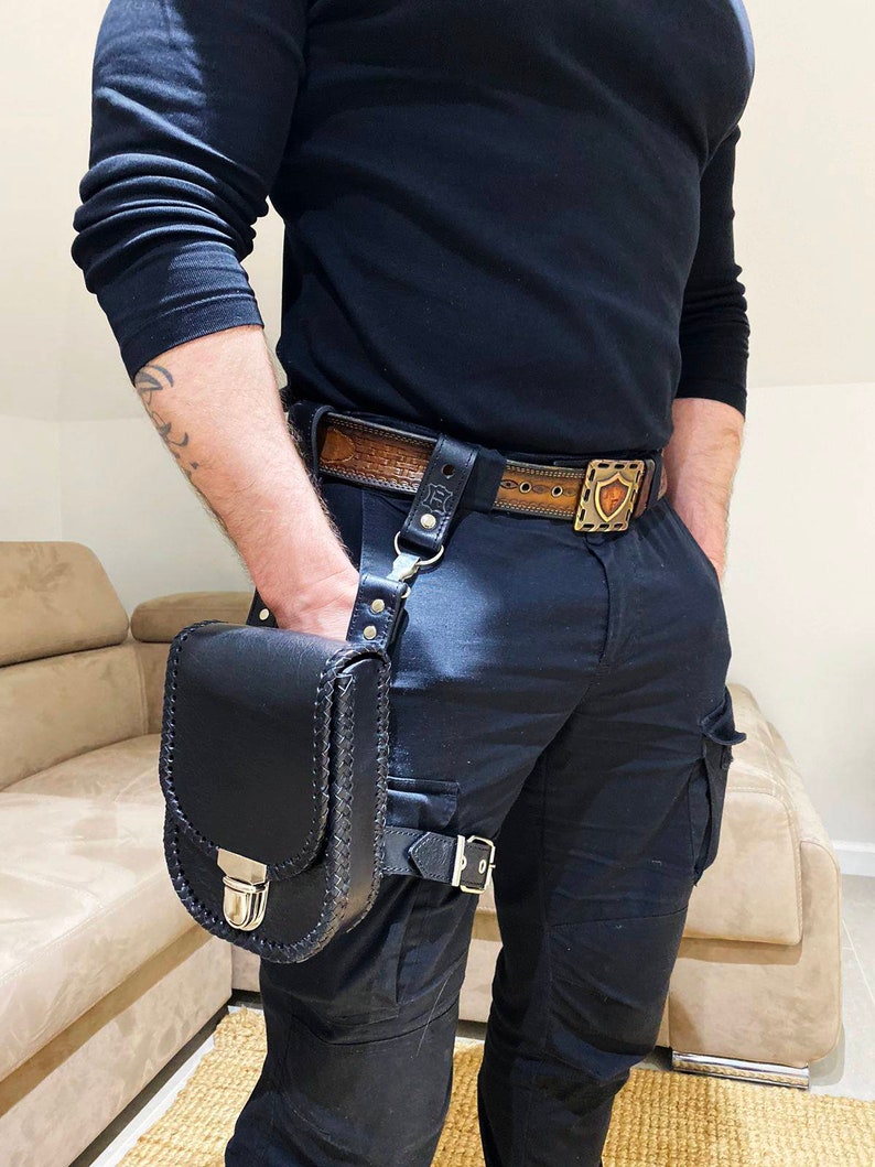 Leather Utility Belt Thigh Bag Thigh Holster Leather Hip Etsy