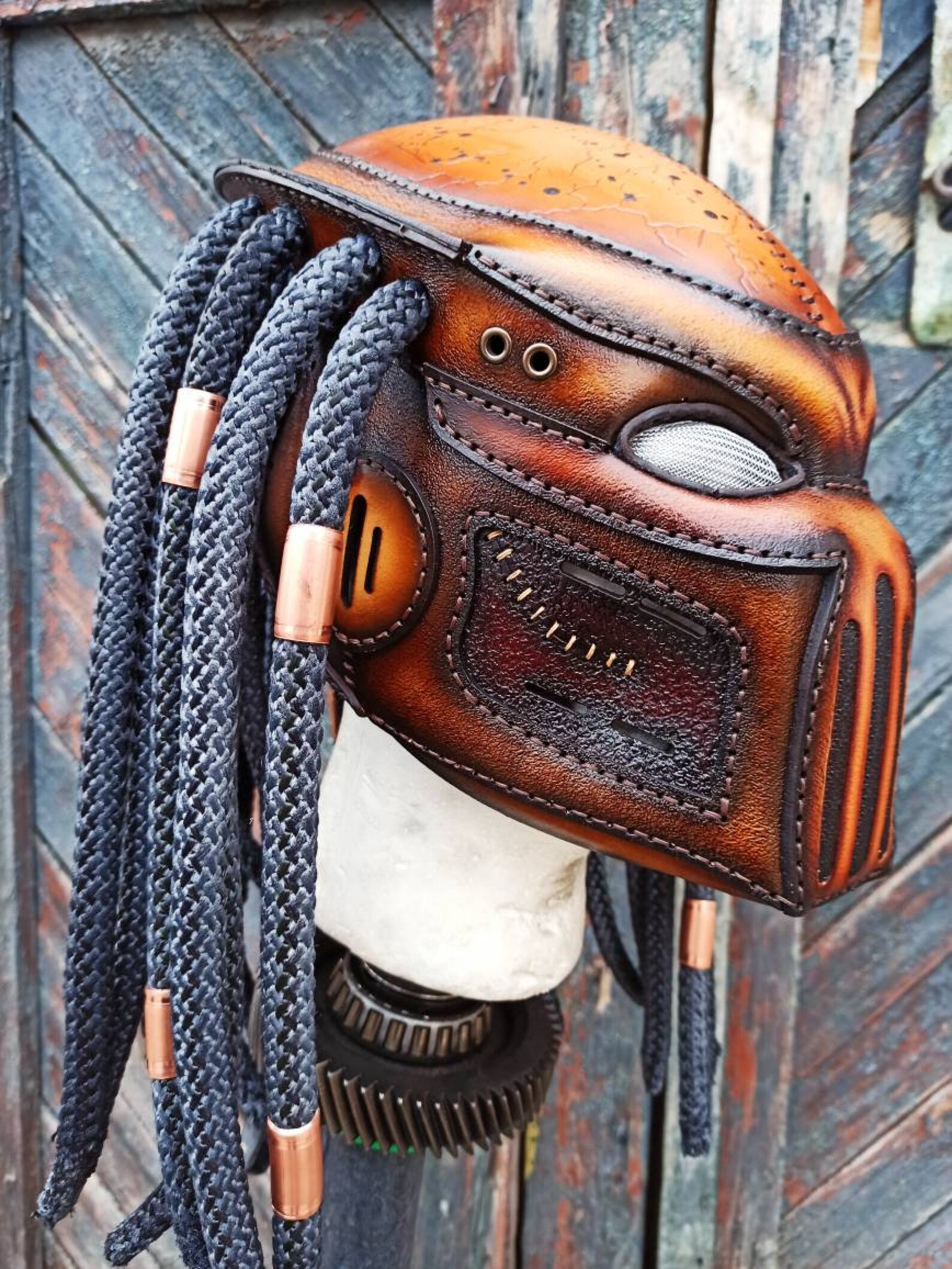 Full Face Leather Mask, Biker Mask, Dieselpunk Mask, Predator Mask