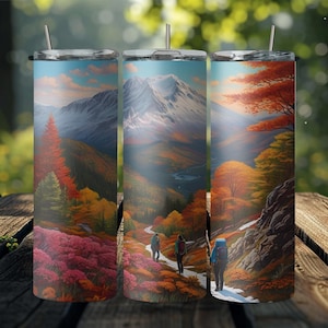 Zaino in spalla in autunno Tumbler da 20 once Design a sublimazione, download digitale PNG, download istantaneo, più PNG di grandi dimensioni per la creazione