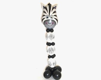75" Tall Zebra Balloon Column -  DIY Balloon Kit - Safari Balloons - Zoo Animal Party - Wild One Birthday - Jungle Baby Shower