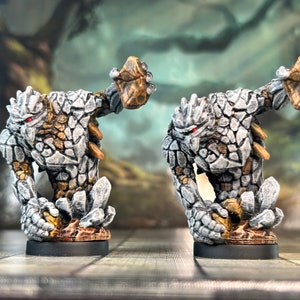 Earth Elementals Miniatures (Set of 2) - (Hand Painted for Mini Dungeons and Dragons, Pathfinder)
