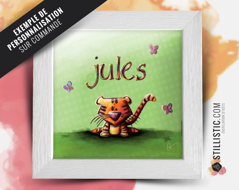 Square frame with Cheetah illustration for Baby Children's Room 25x25cm image 2