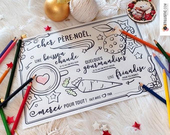 Set de table du Père Noel au format numérique à télécharger, imprimer et colorier