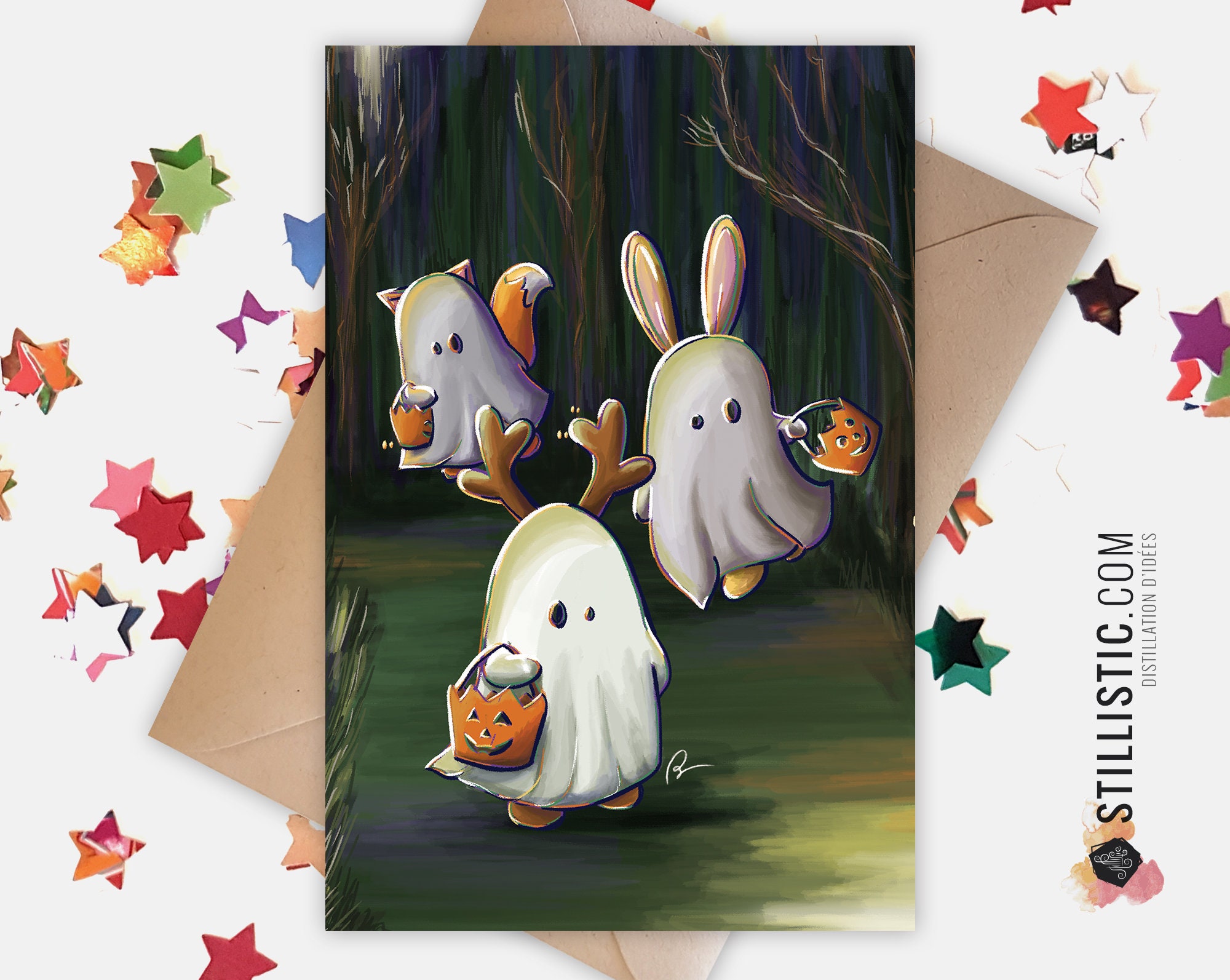 Edition Colibri LE CHÂTEAU DE LA SORCIÈRE 10 Cartes d‘invitation Halloween  en Français pour une fête d'Halloween faite (10847 FR)