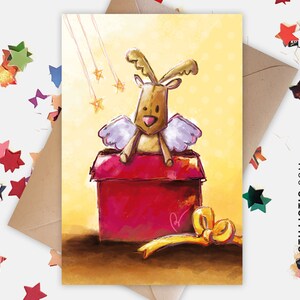 Carte de voeux papier 350g avec Illustration Originale Bébé Renne cadeau pour Noël Nouvel An Anniversaire