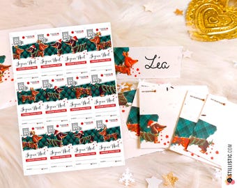 12 Digital Christmas Table Place Card Easels with Dachshund Designs to Download and Print