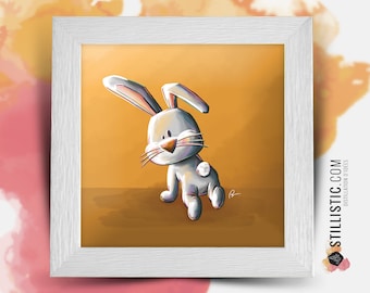 Square frame with Illustration Rabbit for Baby Child Room 25x25cm