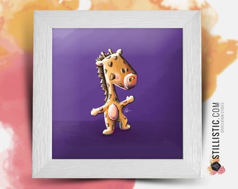 Square frame with Illustration Giraffe for Baby Child Room 25x25cm
