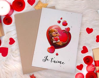 Plantable Valentine's Day Greeting Card Otter Heart + Envelope
