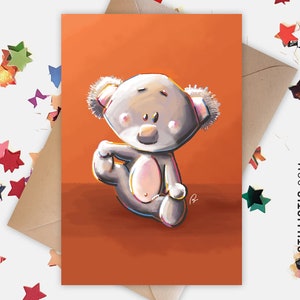 Carte de voeux papier 350g avec Illustration Originale Koala pour Naissance Amitié Anniversaire