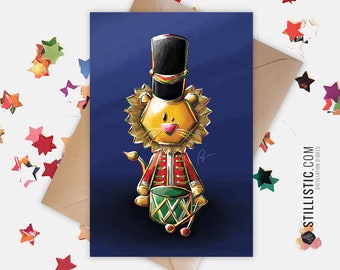 350g Paper Greeting Card with Original Lion Nutcracker Illustration for Christmas New Year