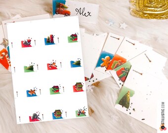 12 Digital Christmas Table Place Card Easels with Mouse Design to Download and Print