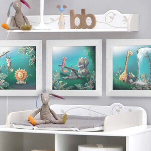 Cadre carré avec Illustration Tigre et papillons pour Chambre Enfant bébé 25x25cm image 7