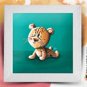 Square frame with Cheetah illustration for Baby Children's Room 25x25cm image 1