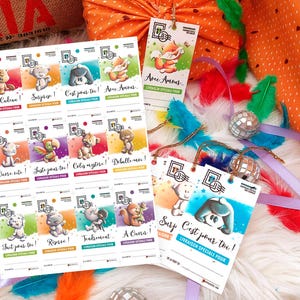 12 Étiquettes Cadeaux numériques Animaux à télécharger et imprimer Anniversaire Naissance Baptême Babyshower