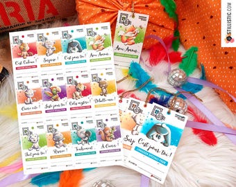 12 Digital Animal Gift Tags to download and print Birthday Birth Baptism Babyshower