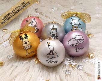 Personalized Christmas ball first name Bear First Christmas child baby eco-responsible decorated by hand