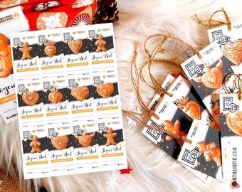 12 Digital Christmas Gift Tags: Gingerbread and Ex-voto Hearts to Download and Print