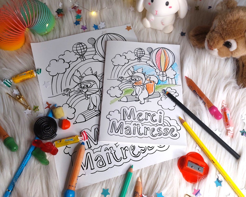 Carte Merci Maîtresse à Imprimer Et Colorier Pour Enfants Avec