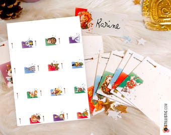 12 Digital Christmas Table Place Card Easels with Animal Designs to Download and Print