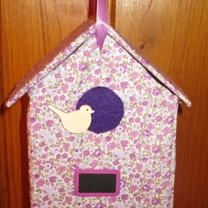 nichoir à oiseaux décoration chambre enfant bébé/ boîte aux lettres ou messages/ en tissus à personnaliser image 1