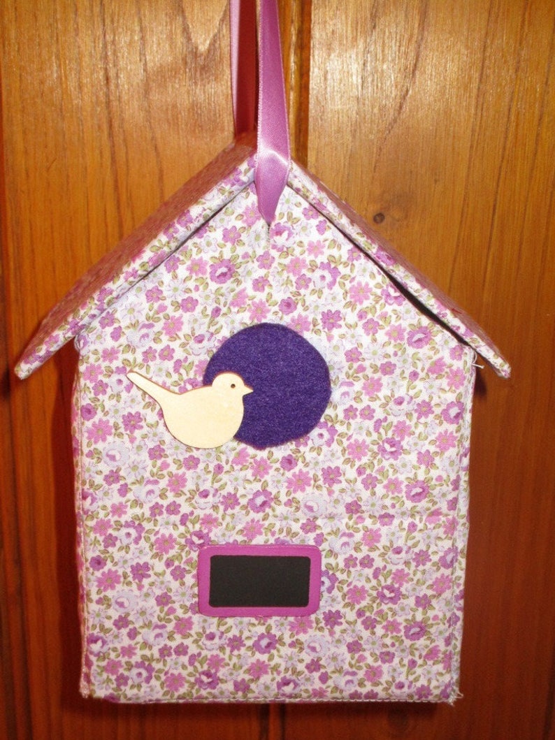 nichoir à oiseaux décoration chambre enfant bébé/ boîte aux lettres ou messages/ en tissus à personnaliser image 1